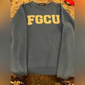 Bruzer Collegiate Crewneck sweater FGCU blue and white size small